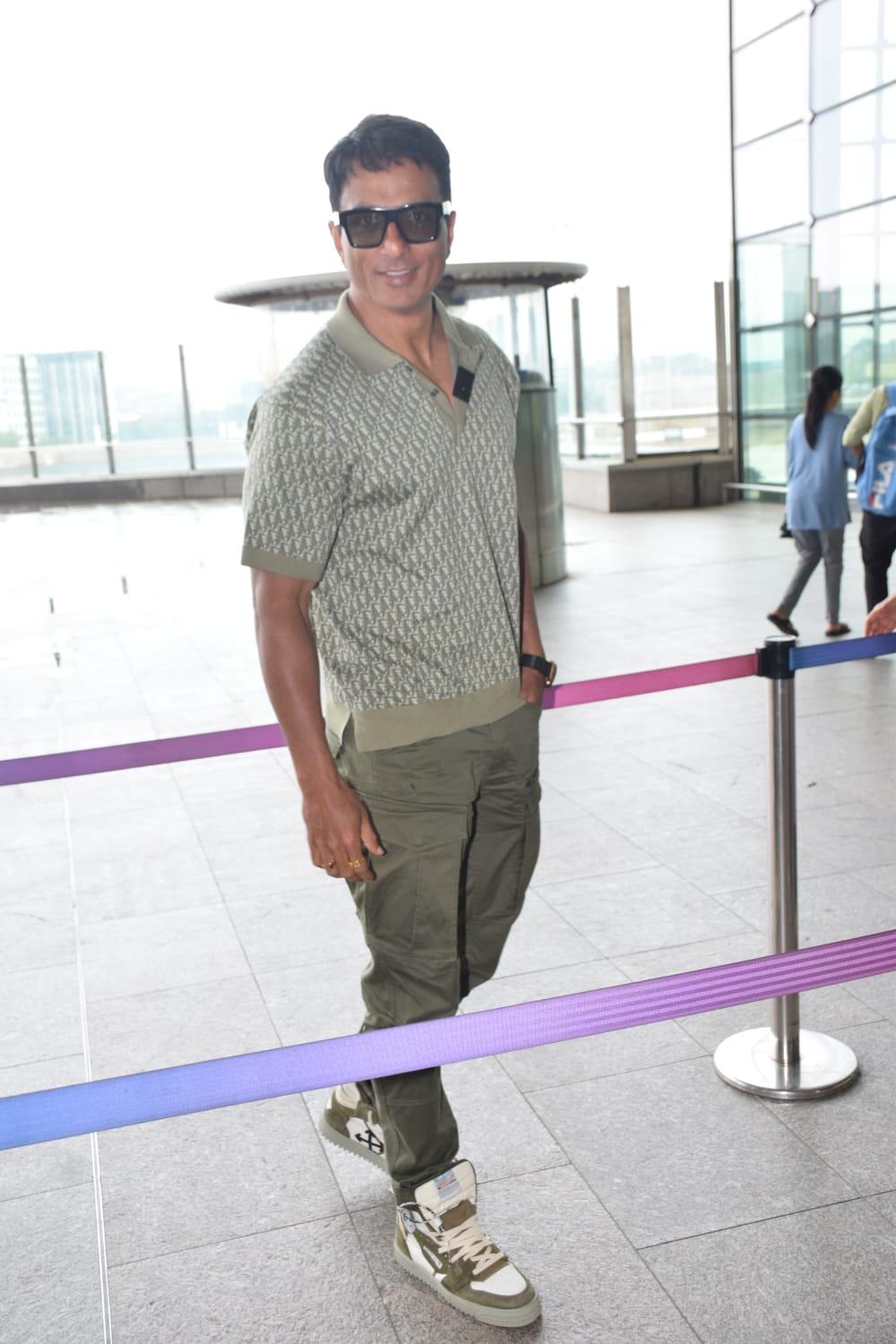 Sonu was seen sporting an all olive hue monochromatic look. The fitness enthusiast exuded confidence as he posed for the pictures